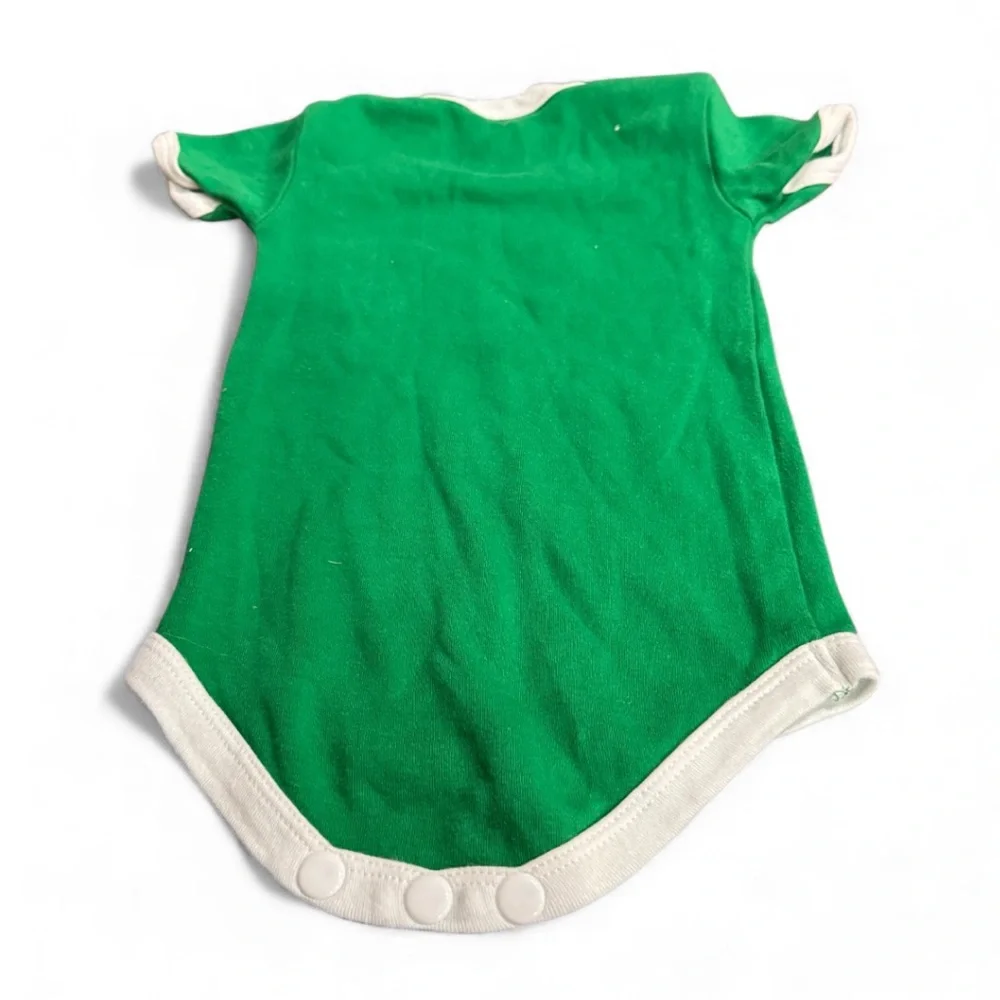 Green Baby Onesie with White Trim size 0-6 months